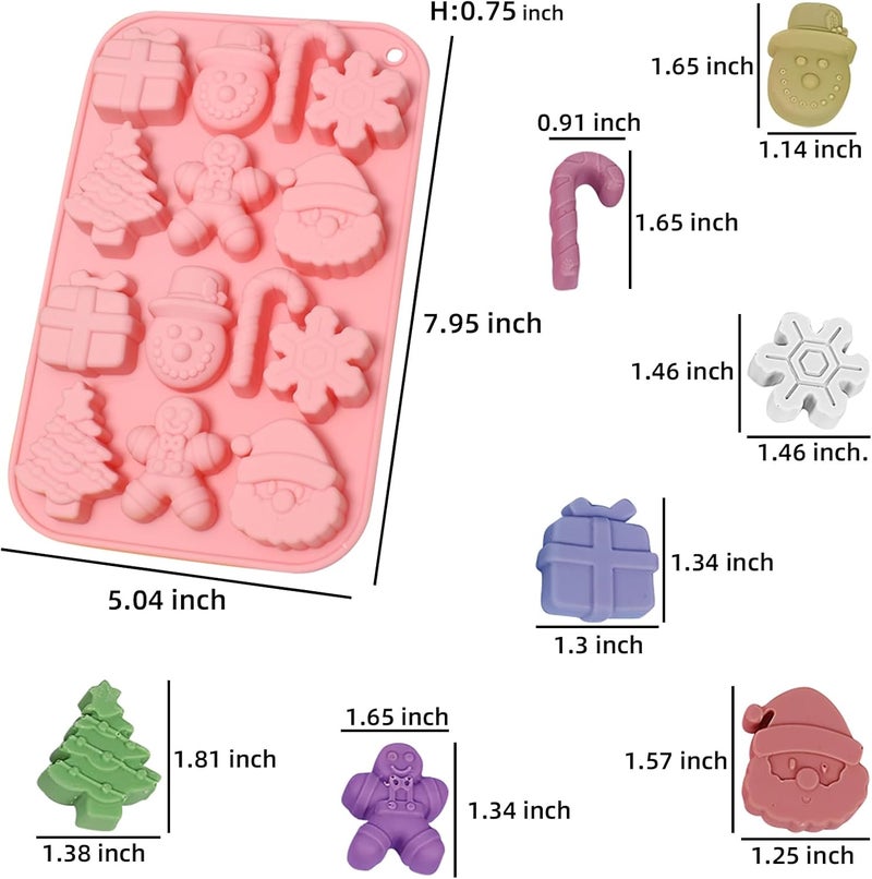 EDUEE Christmas Molds Silicone Chocolate Molds Christmas Tree Santa Claus Gingerbread Cane Candy Molds 3pcs for Resin, Ice Cube, Soap, Cake Topper - Image 2